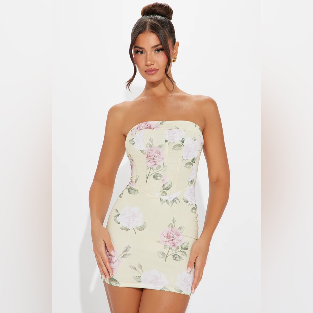 Fashion Nova Nicolette Mesh Mini Dress - Yellow/combo
